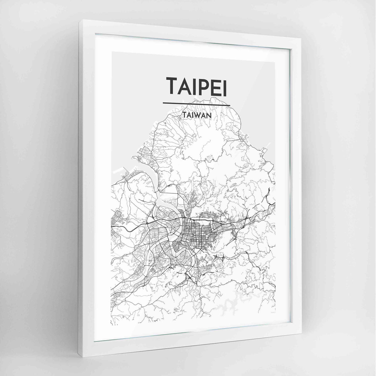 Taipei Map Art Print - Framed