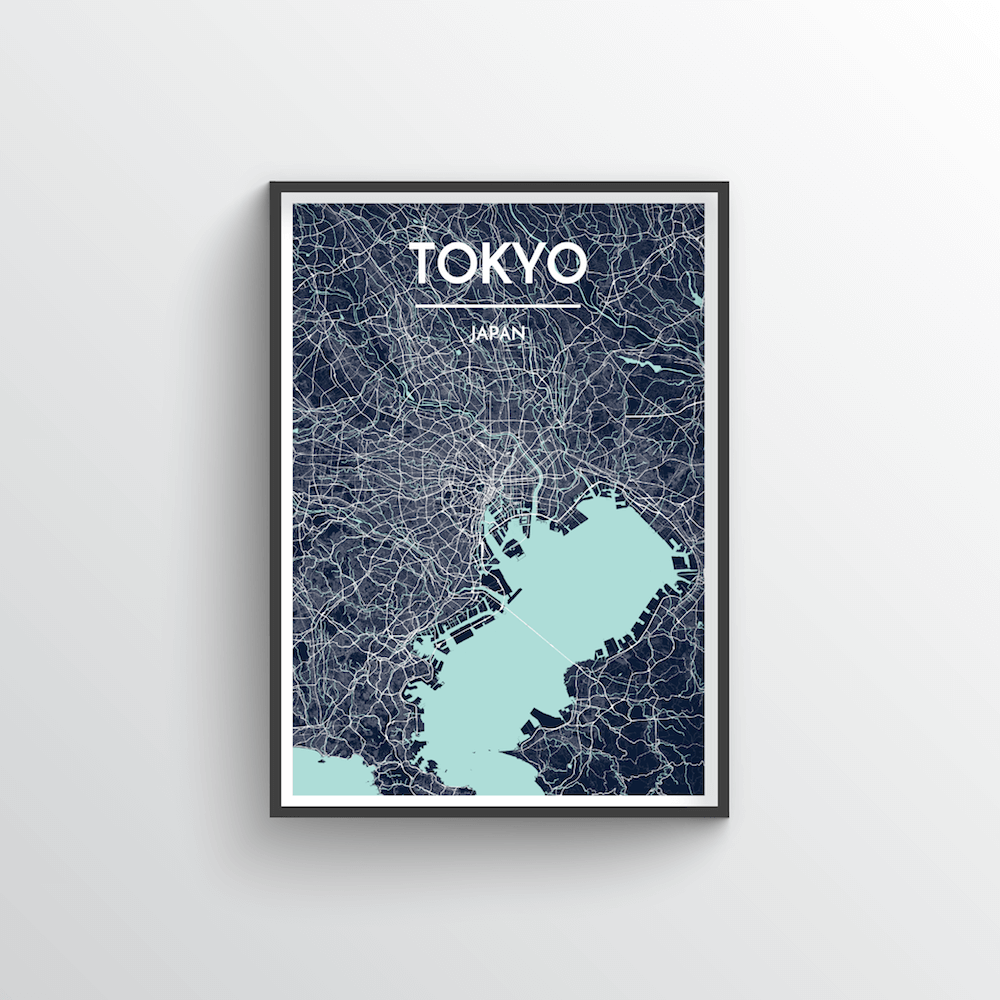Tokyo City Map Art Print - Point Two Design - Black &amp; White Print