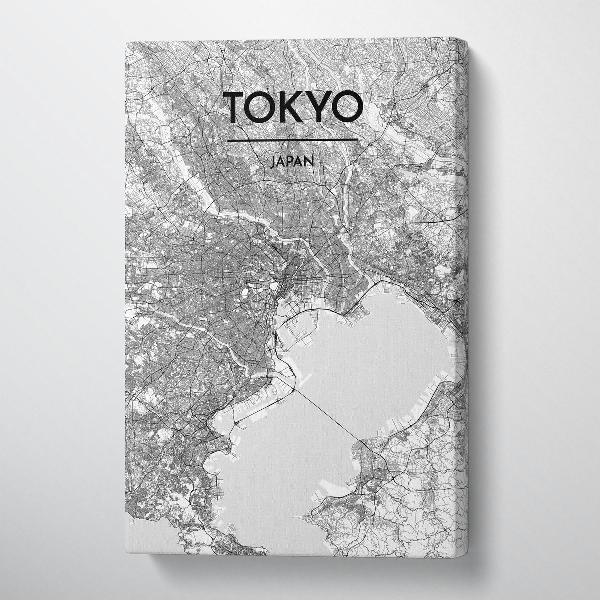 Tokyo City Map Canvas Wrap - Point Two Design - Black &amp; White Print