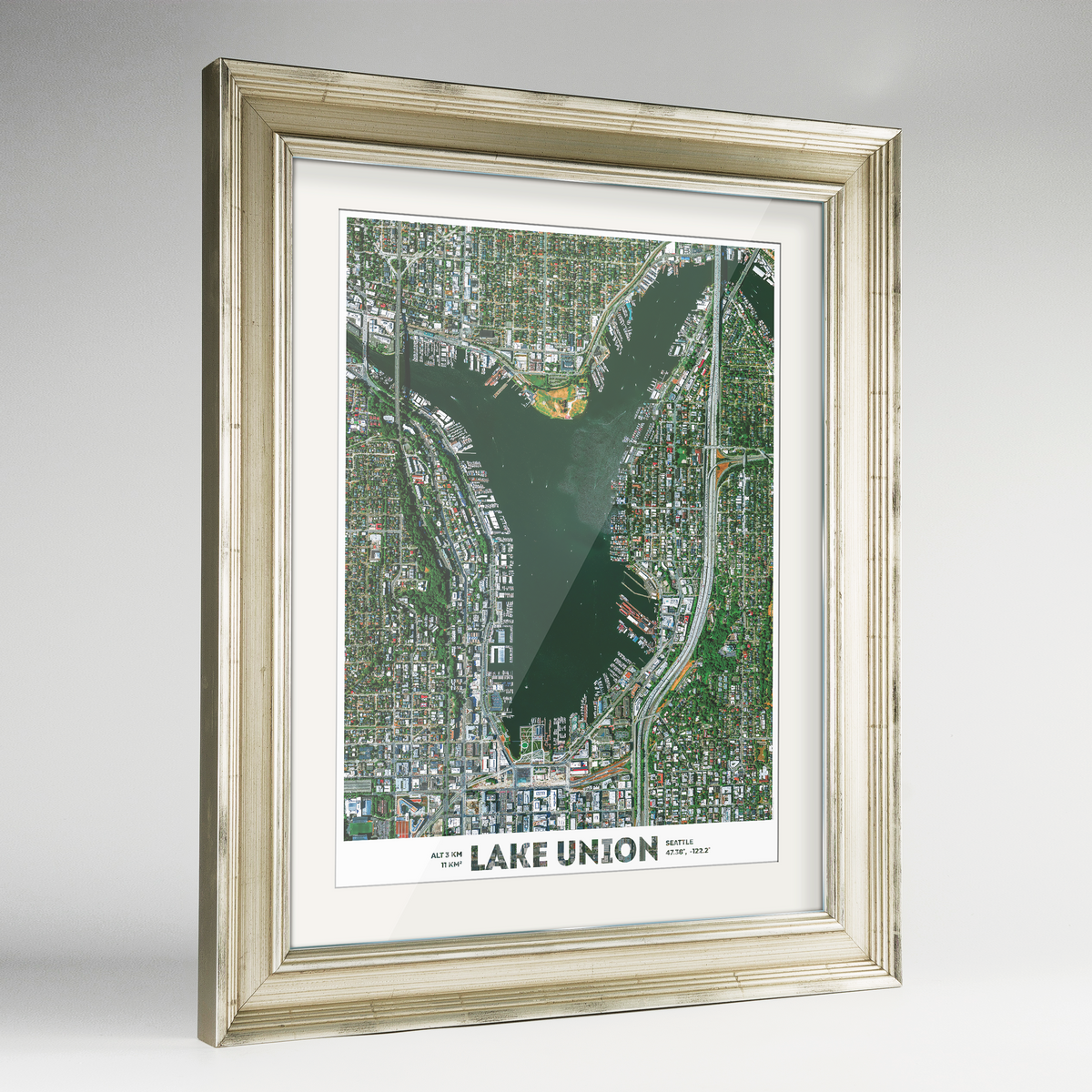 Lake Union Earth Photography Art Print - Framed
