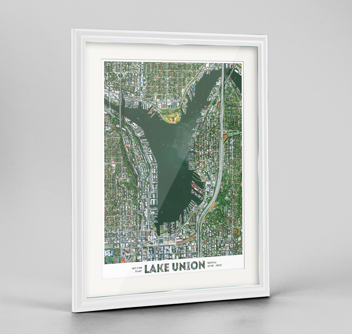 Lake Union Earth Photography Art Print - Framed