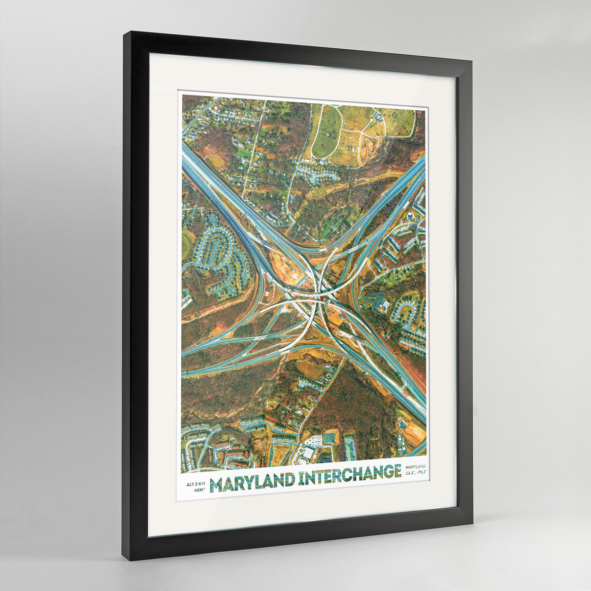 Maryland Interchange Earth Photography Art Print - Framed