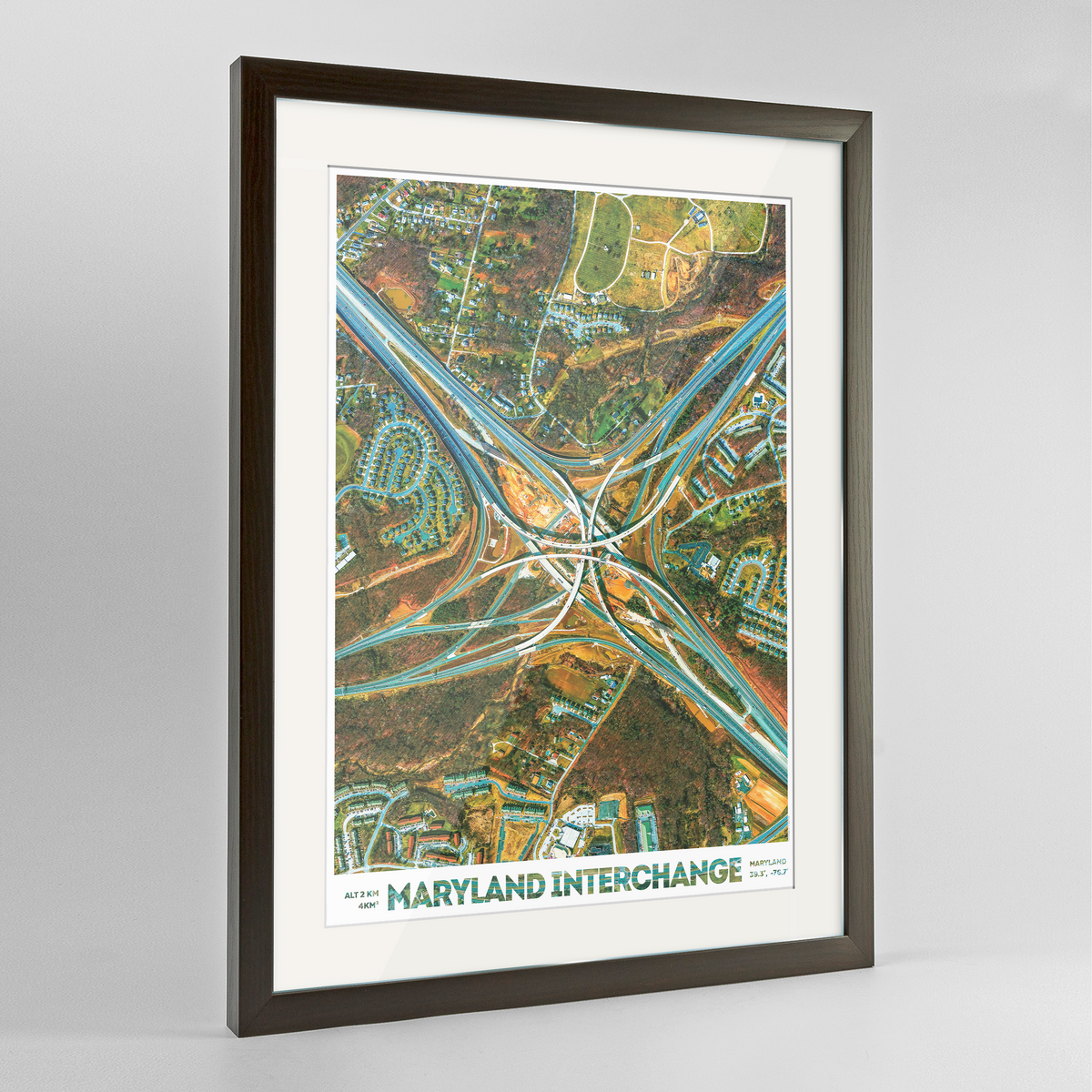 Maryland Interchange Earth Photography Art Print - Framed