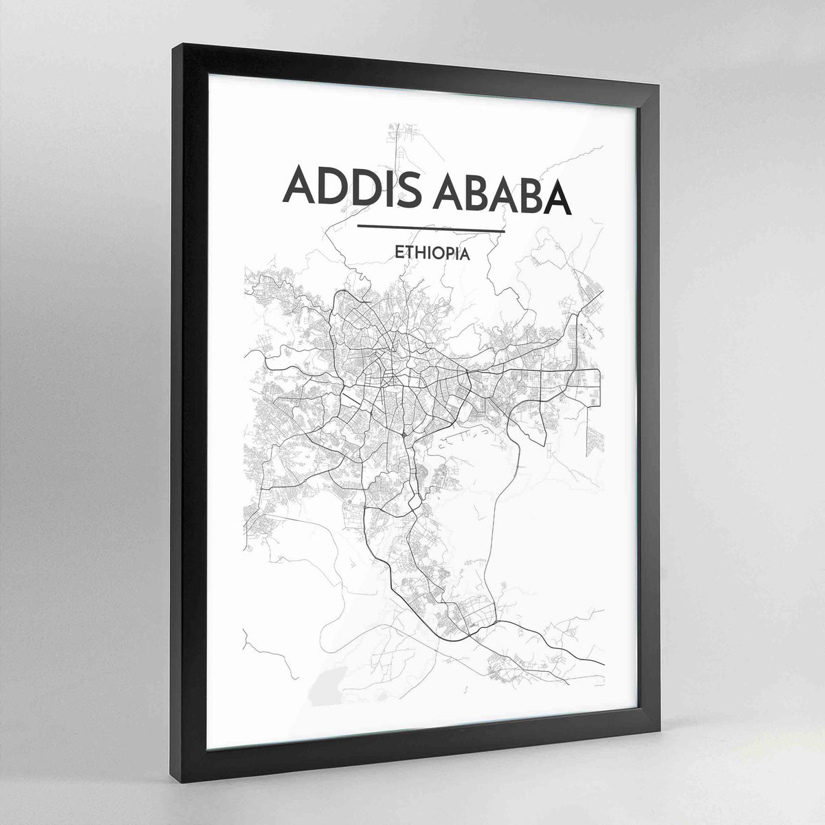 Addis Ababa Map Art Print - Framed