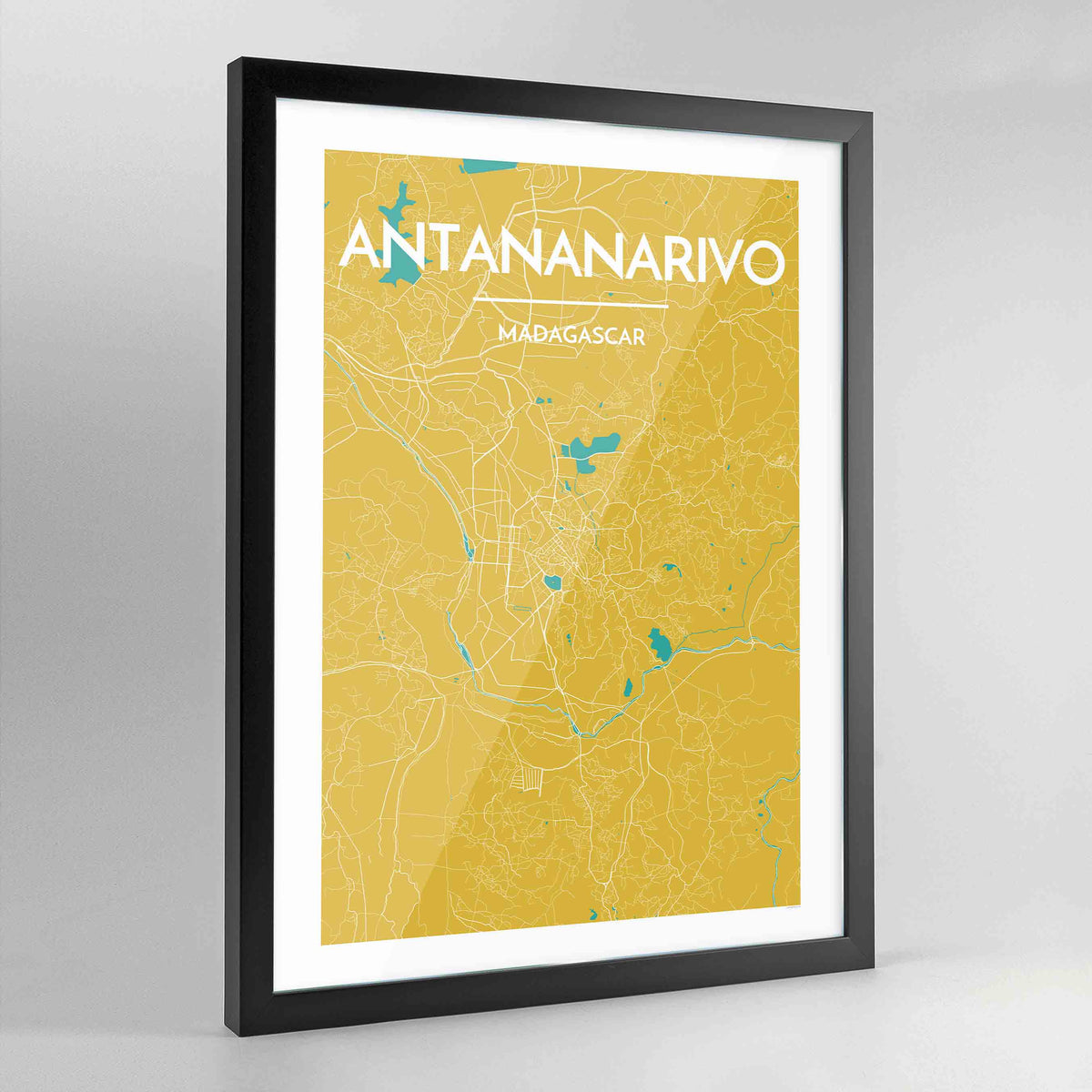Framed Antananarivo Map Art Print - Point Two Design