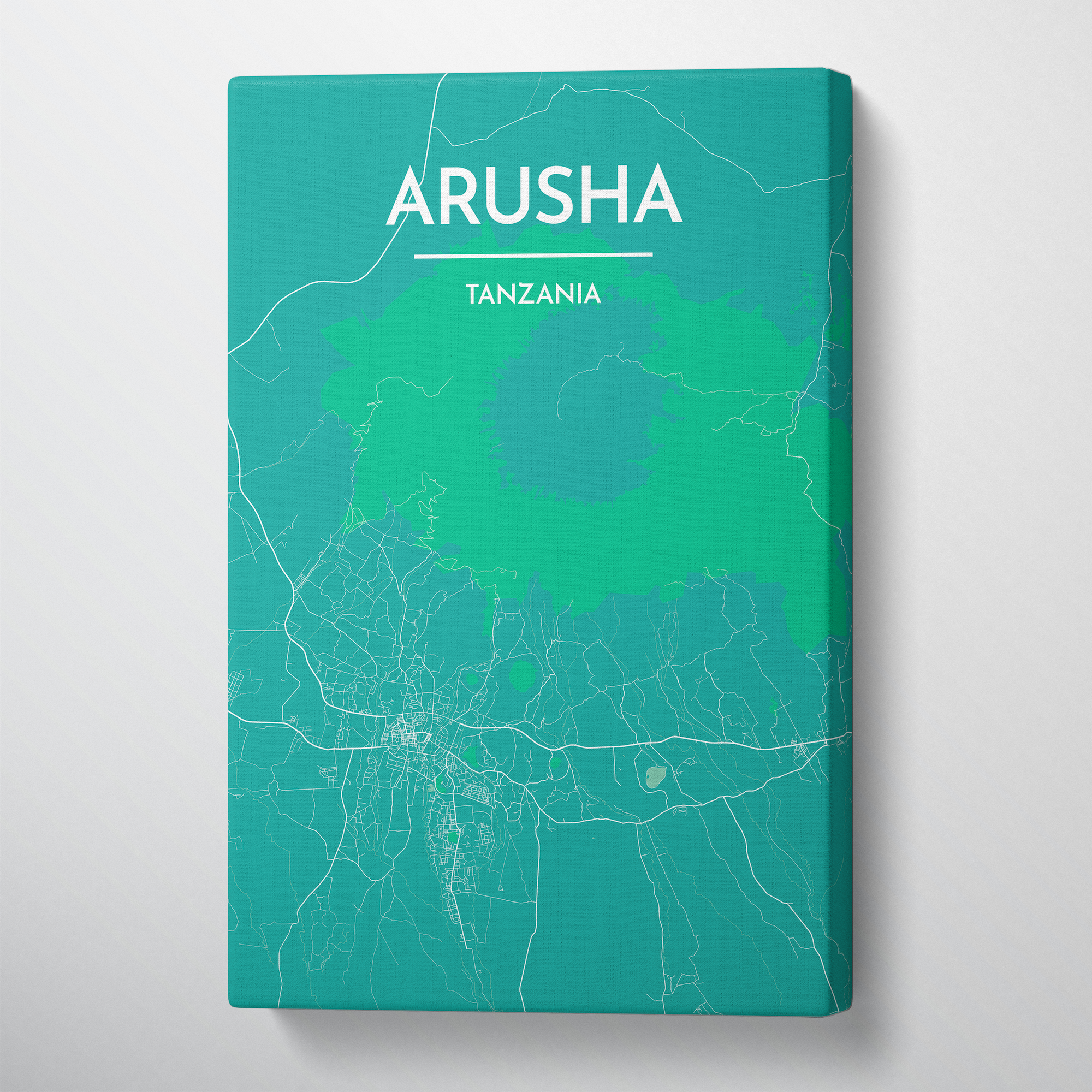 Arusha Map Art Print Map Canvas Wrap - Point Two Design