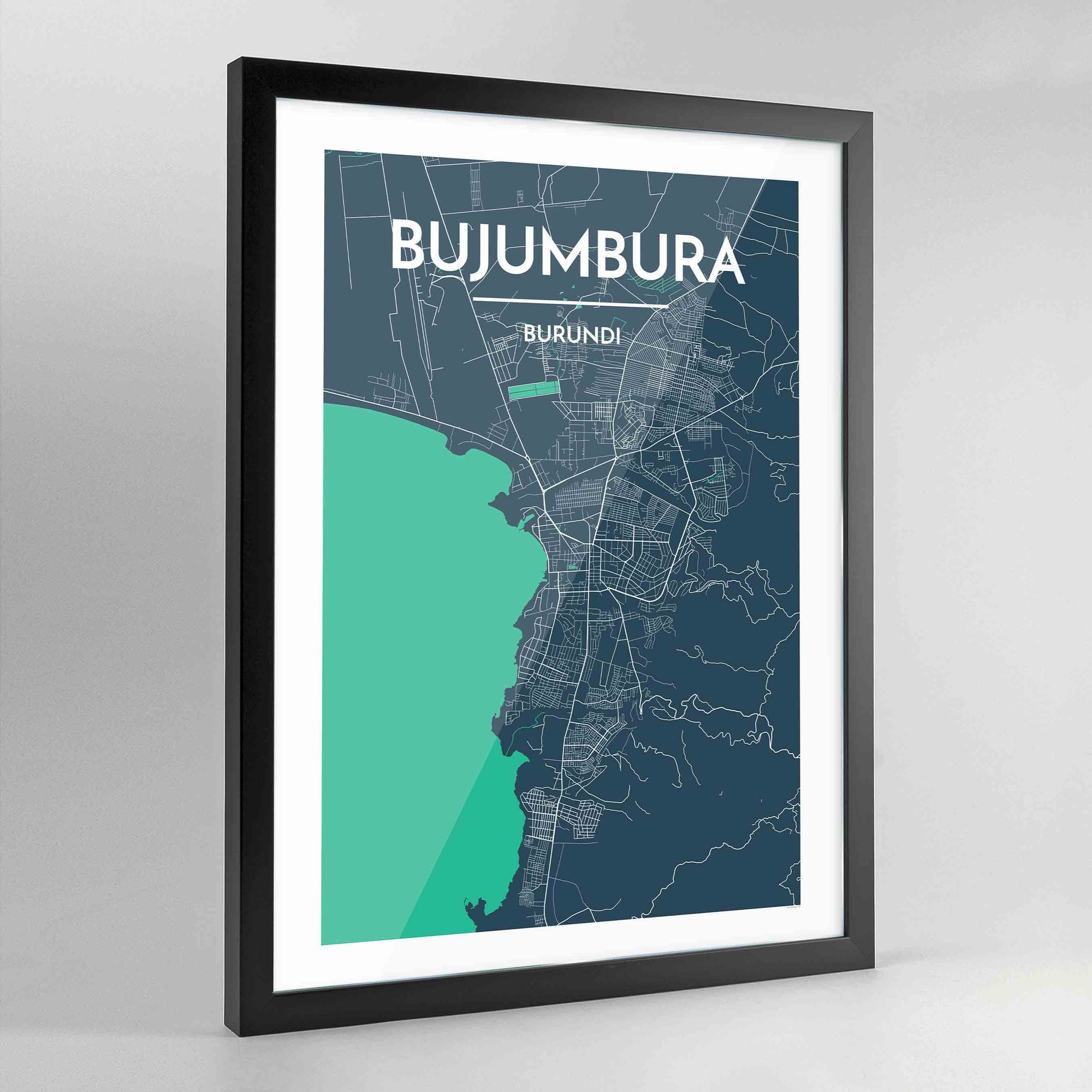 Framed Bujumbura Map Art Print - Point Two Design
