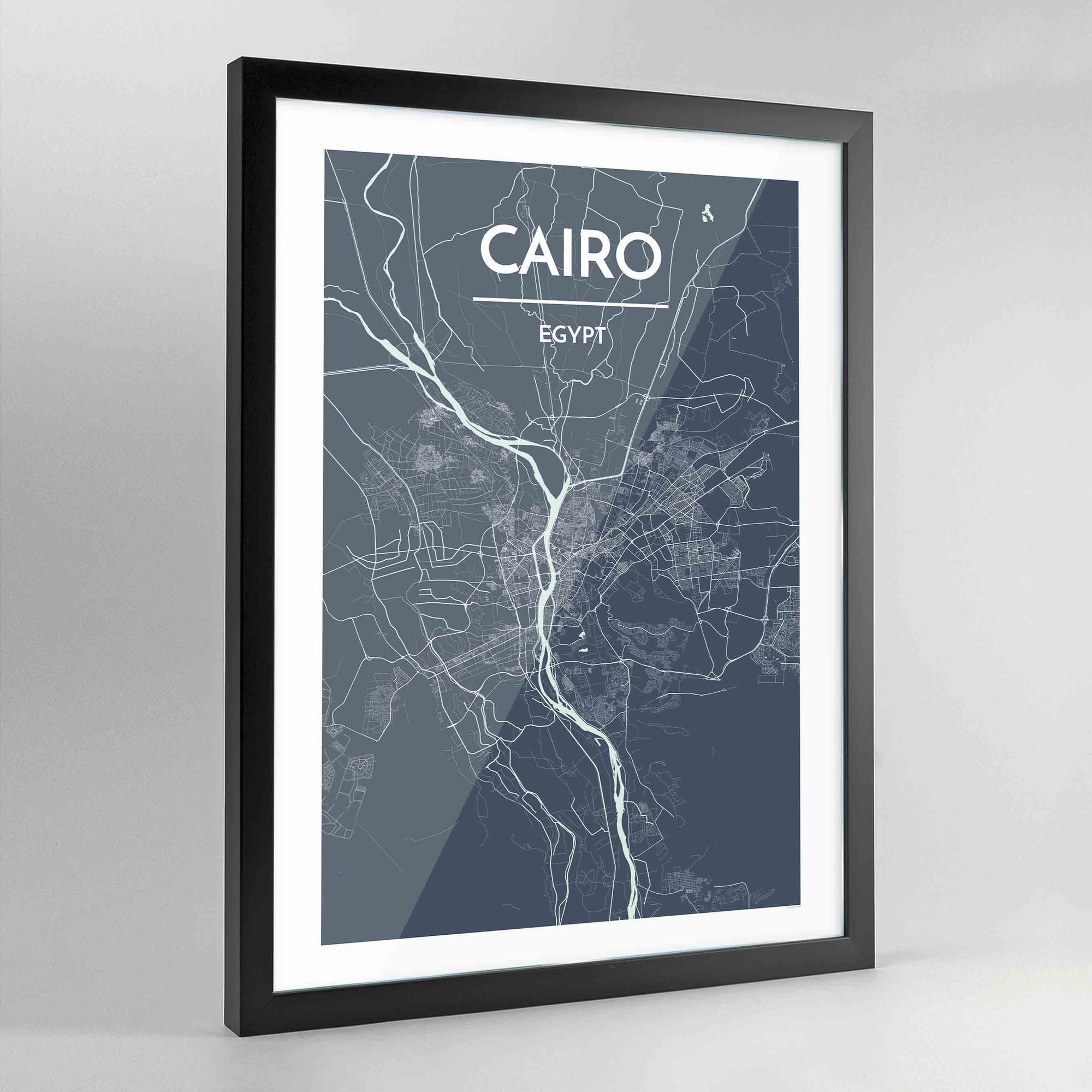 Framed Cairo Map Art Print - Point Two Design