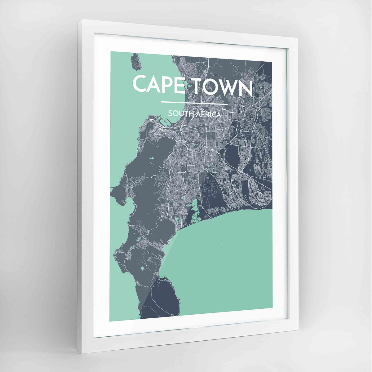 Cape Town Map Art Print - Framed