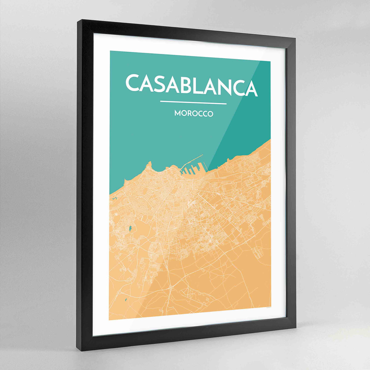 Framed Casablanca Map Art Print - Point Two Design