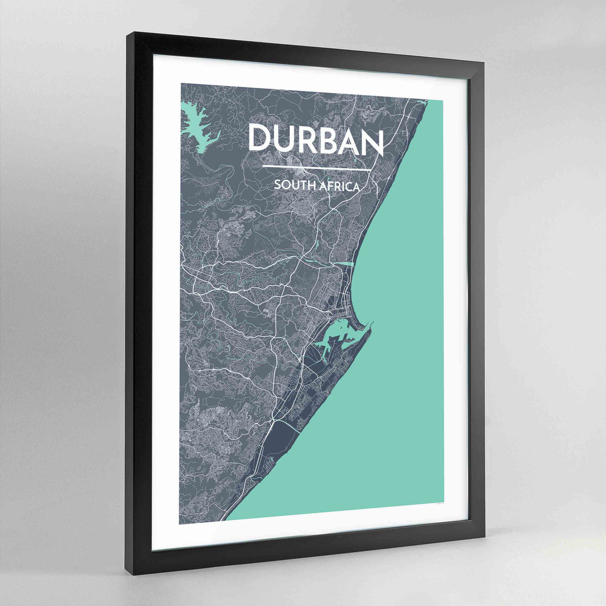 Framed Durban Map Art Print - Point Two Design
