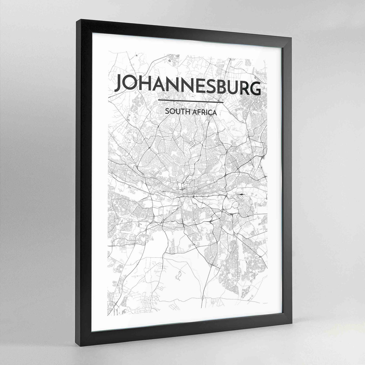 Johannesburg Map Art Print - Framed