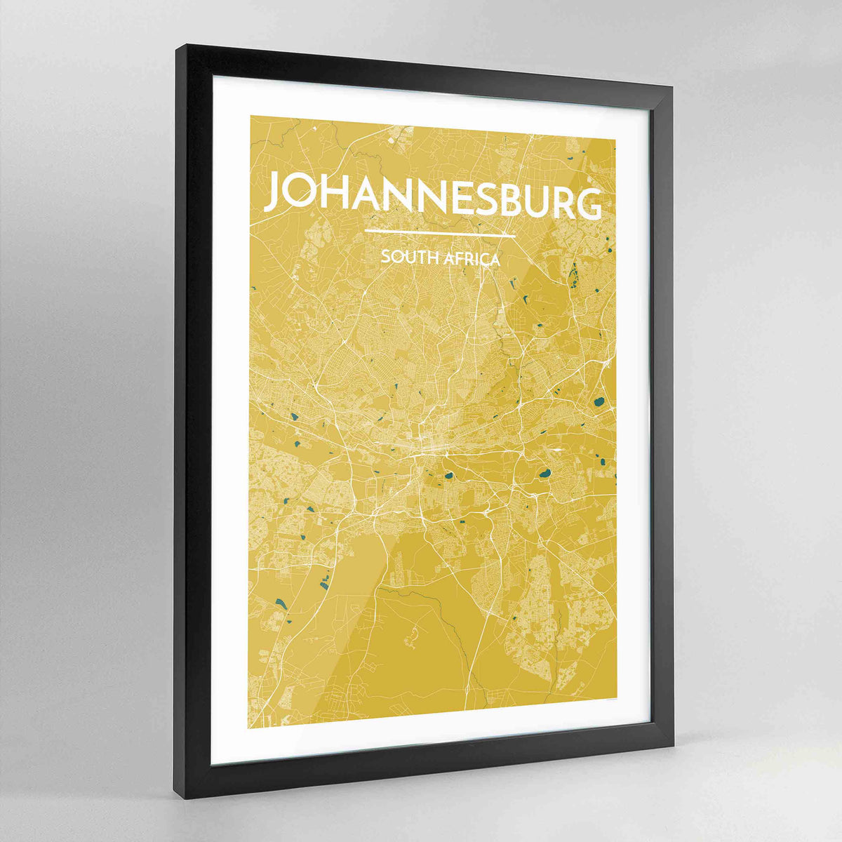 Framed Johannesburg City Map Art Print - Point Two Design