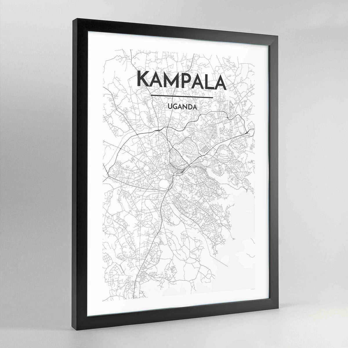 Kampala Map Art Print - Framed