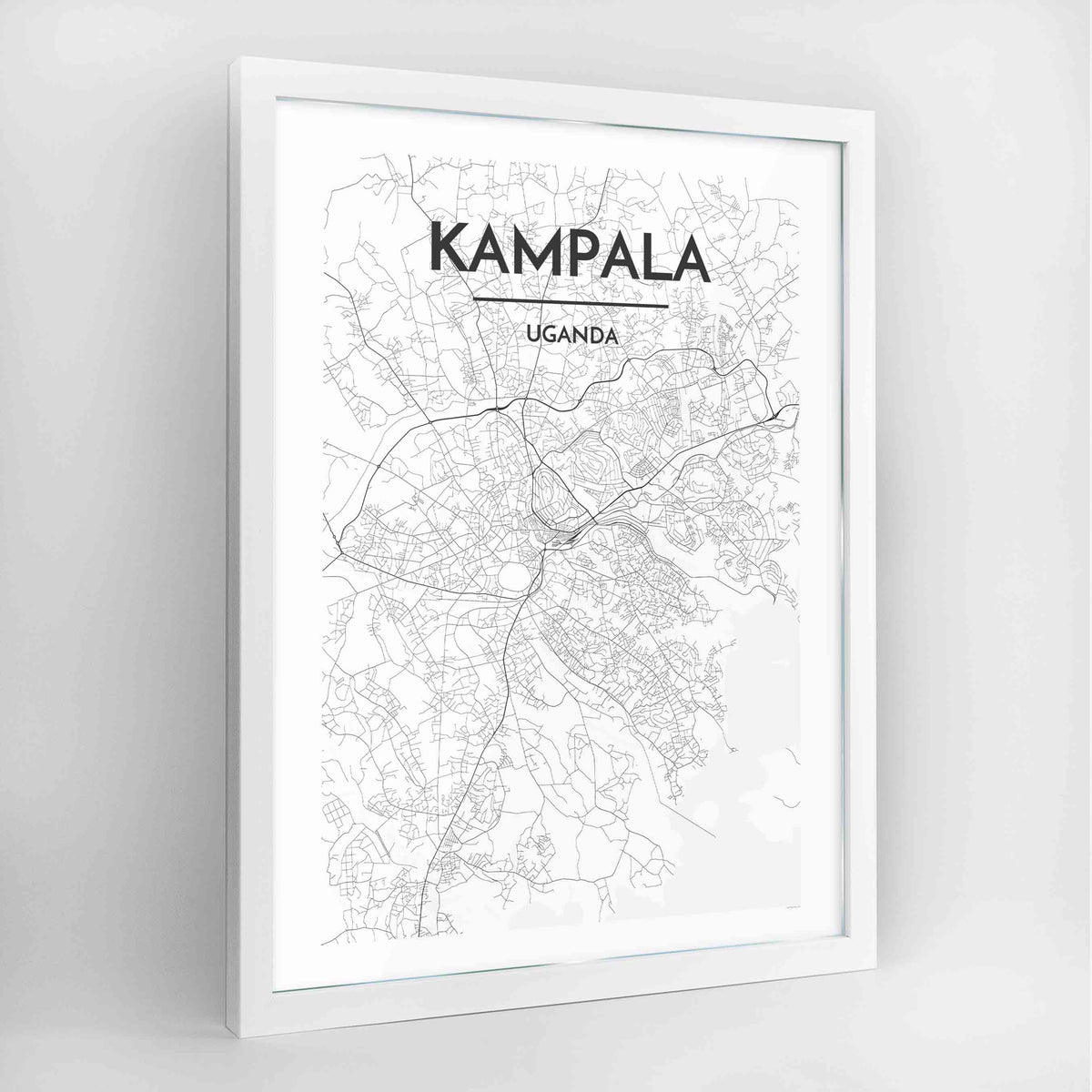 Kampala Map Art Print - Framed