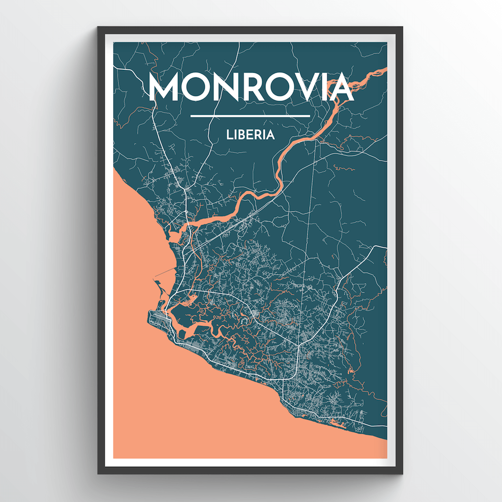 Monrovia Map Art Print - Point Two Design