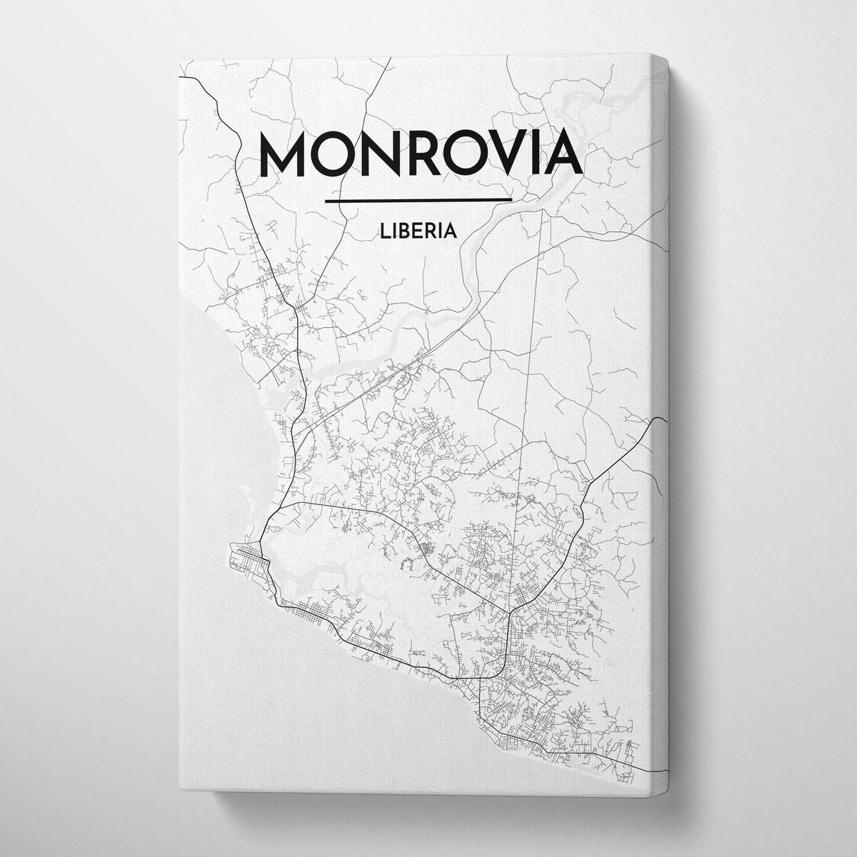 Monrovia Map Art Print Map Canvas Wrap - Point Two Design