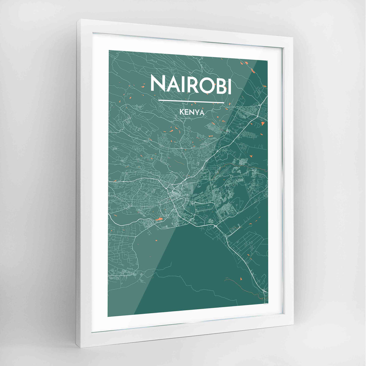 Nairobi Map Art Print - Framed