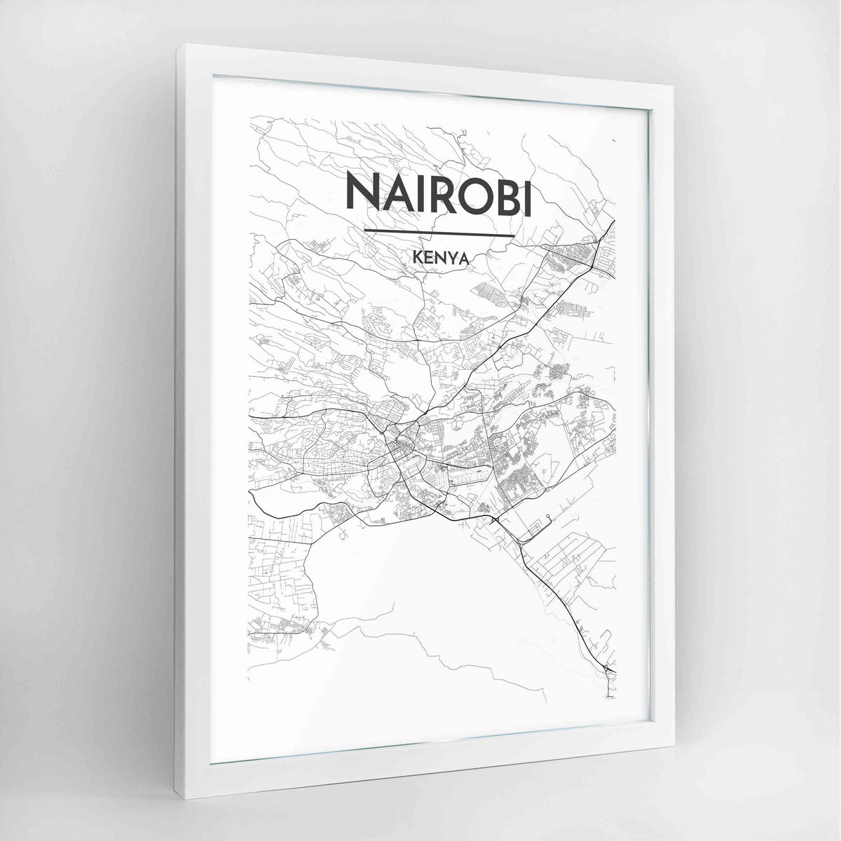 Nairobi Map Art Print - Framed