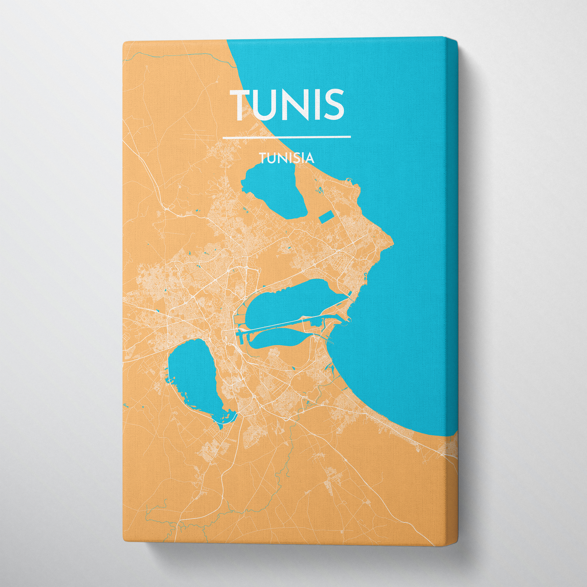 Tunis City Map Canvas Wrap - Point Two Design