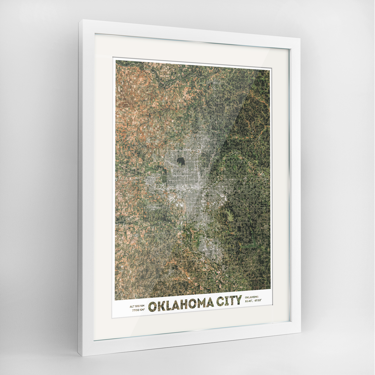 Oklahoma City Earth Photography Art Print - Framed