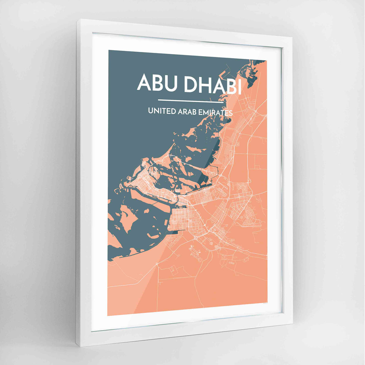 Abu Dhabi Map Art Print - Framed