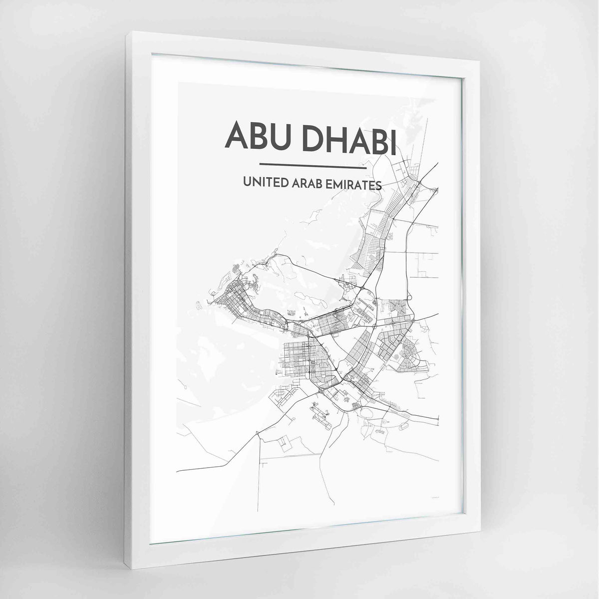 Abu Dhabi Map Art Print - Framed
