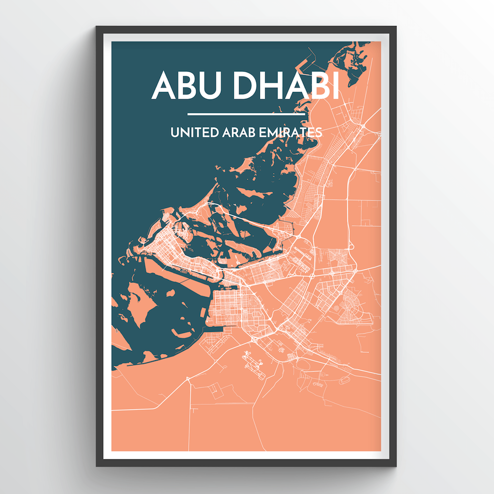 Abu Dhabi Map Art Print - Point Two Design