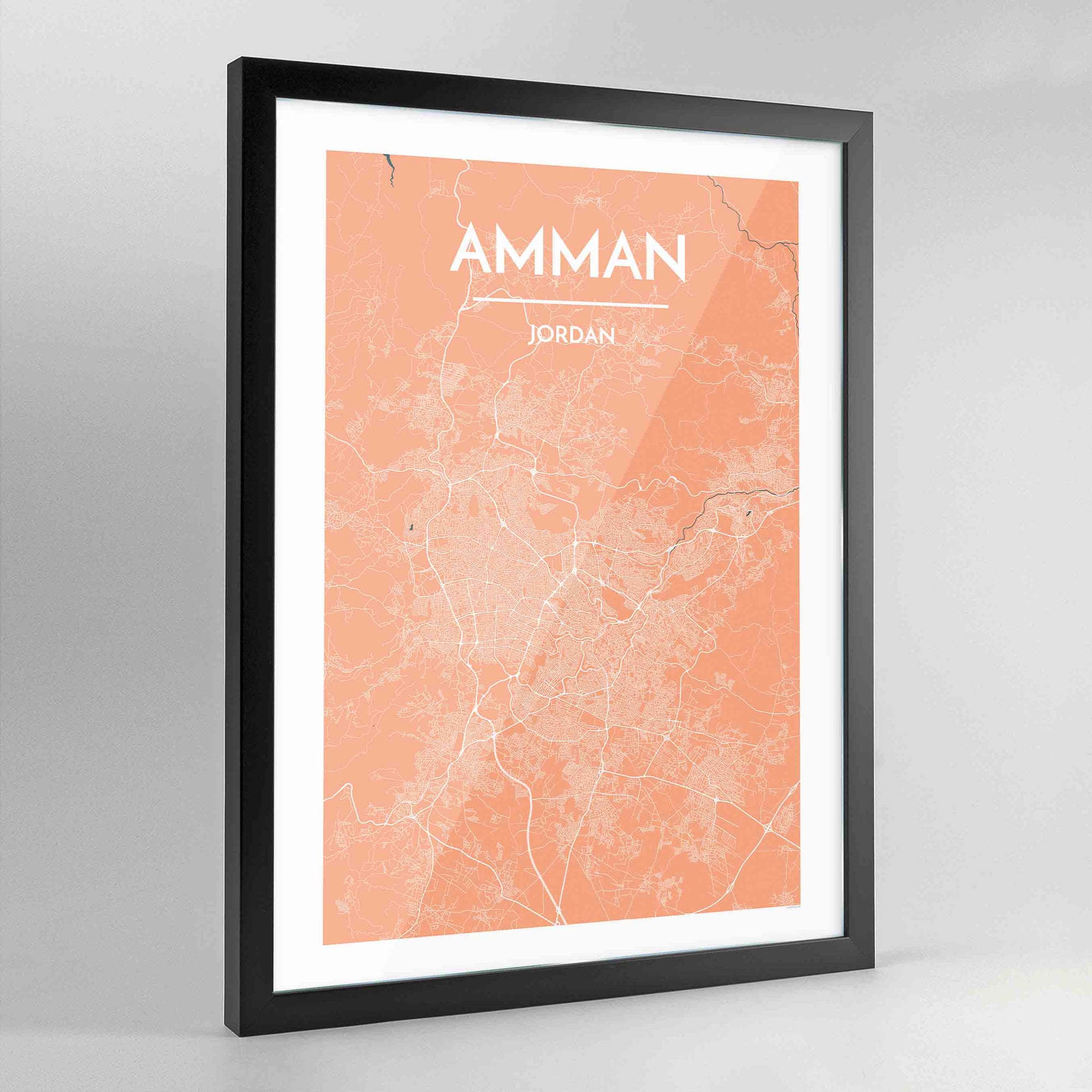 Framed Amman Map Art Print - Point Two Design