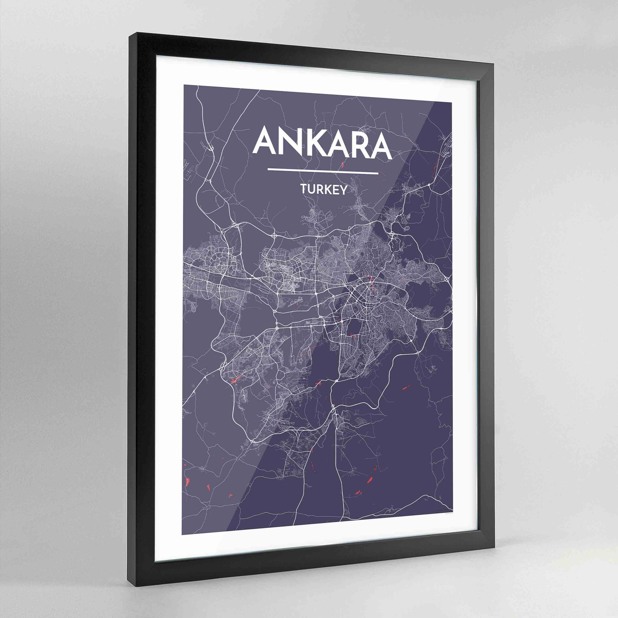 Framed Ankara Map Art Print - Point Two Design