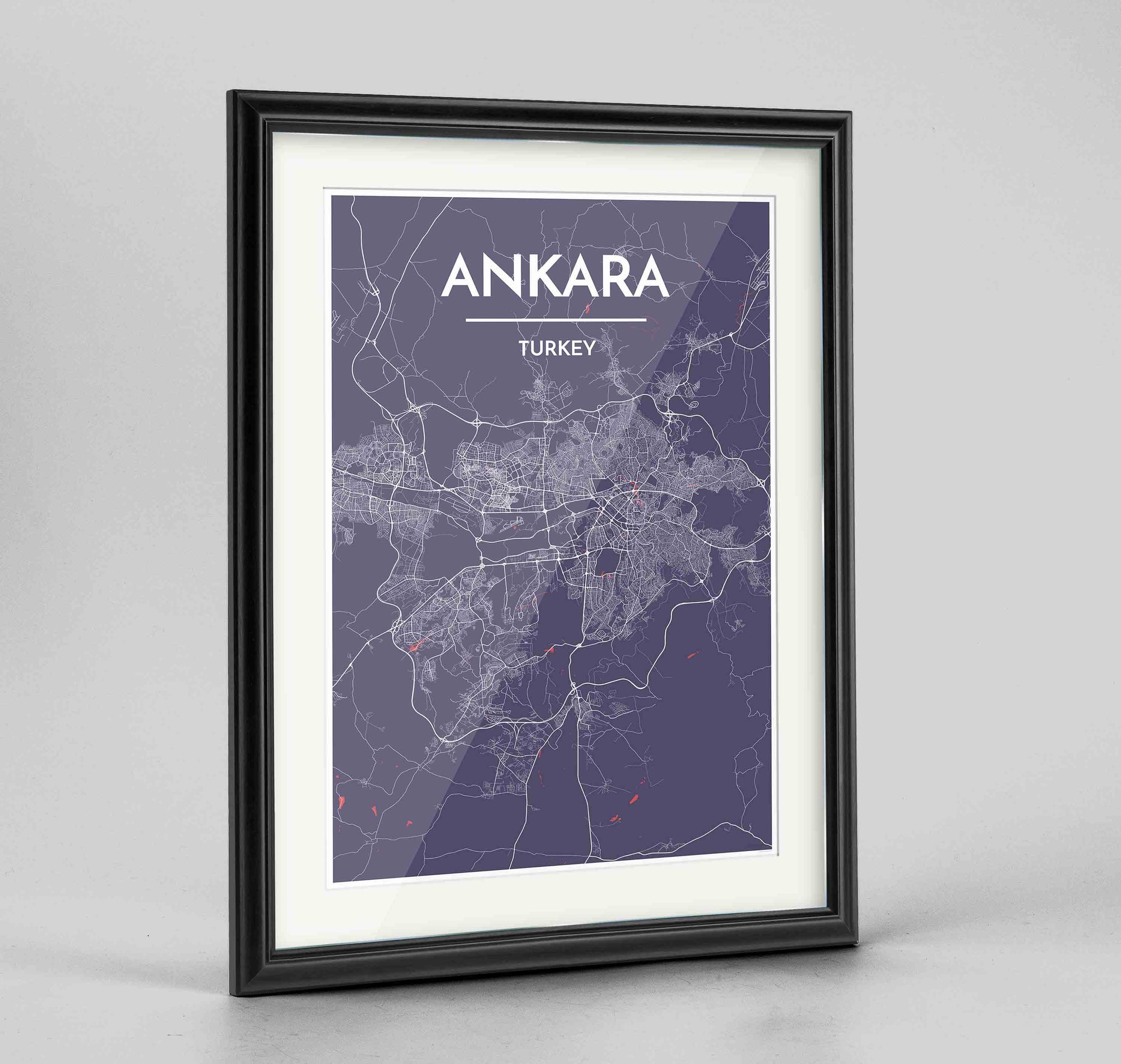 Framed Ankara Map Art Print 24x36" Traditional Black frame Point Two Design Group