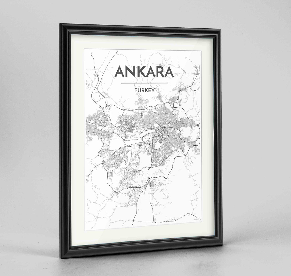 Framed Ankara Map Art Print 24x36&quot; Traditional Black frame Point Two Design Group