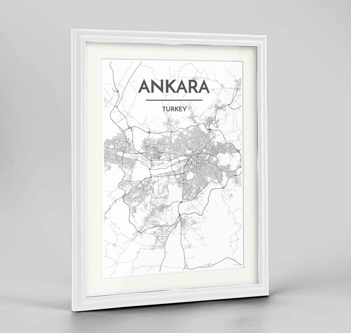 Framed Ankara Map Art Print 24x36&quot; Traditional White frame Point Two Design Group