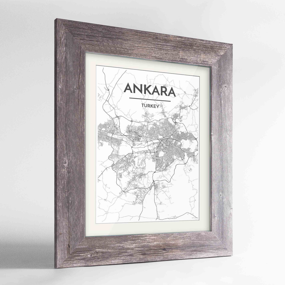 Framed Ankara Map Art Print 24x36&quot; Western Grey frame Point Two Design Group