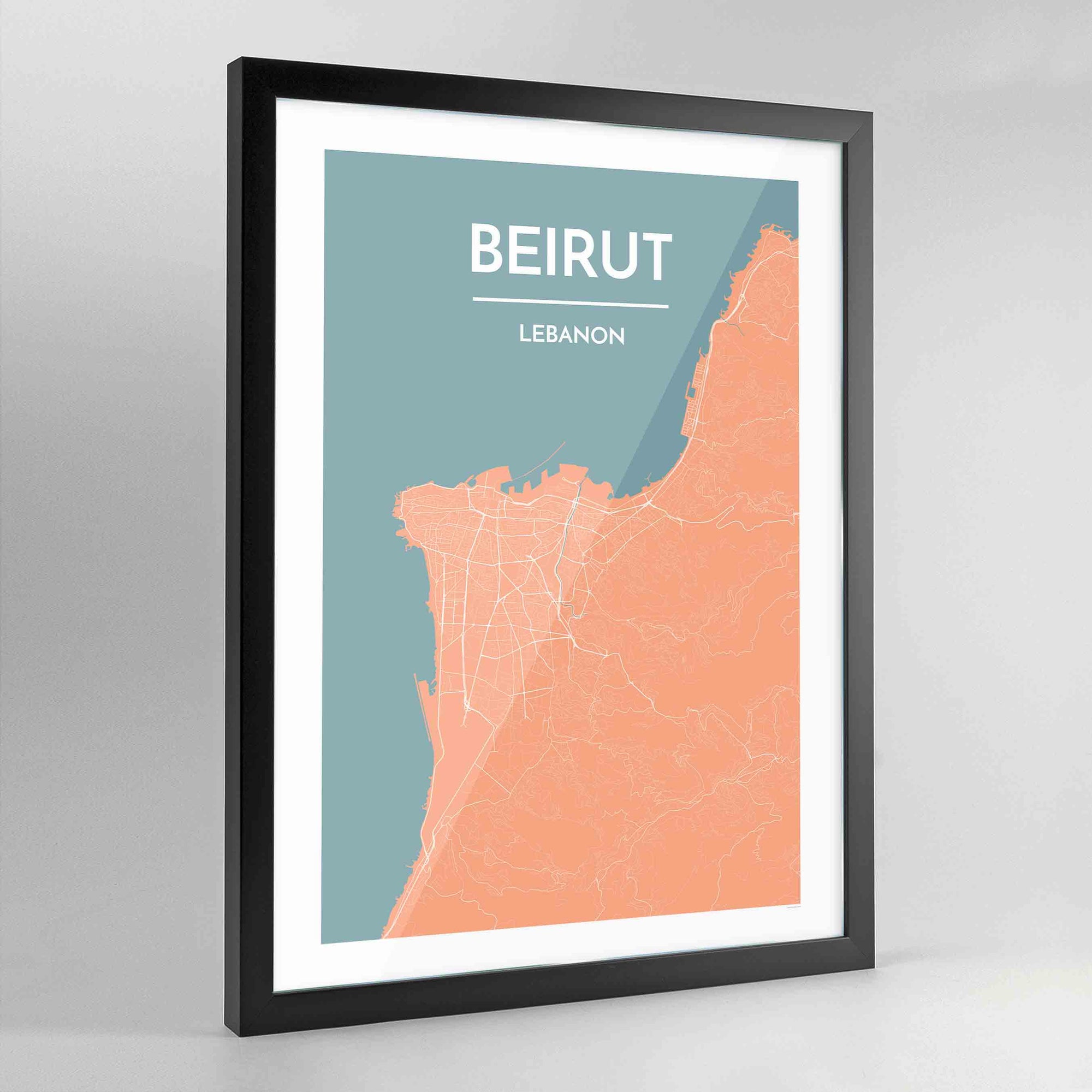 Framed Beirut Map Art Print - Point Two Design