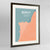 Framed Beirut Map Art Print 24x36" Contemporary Walnut frame Point Two Design Group