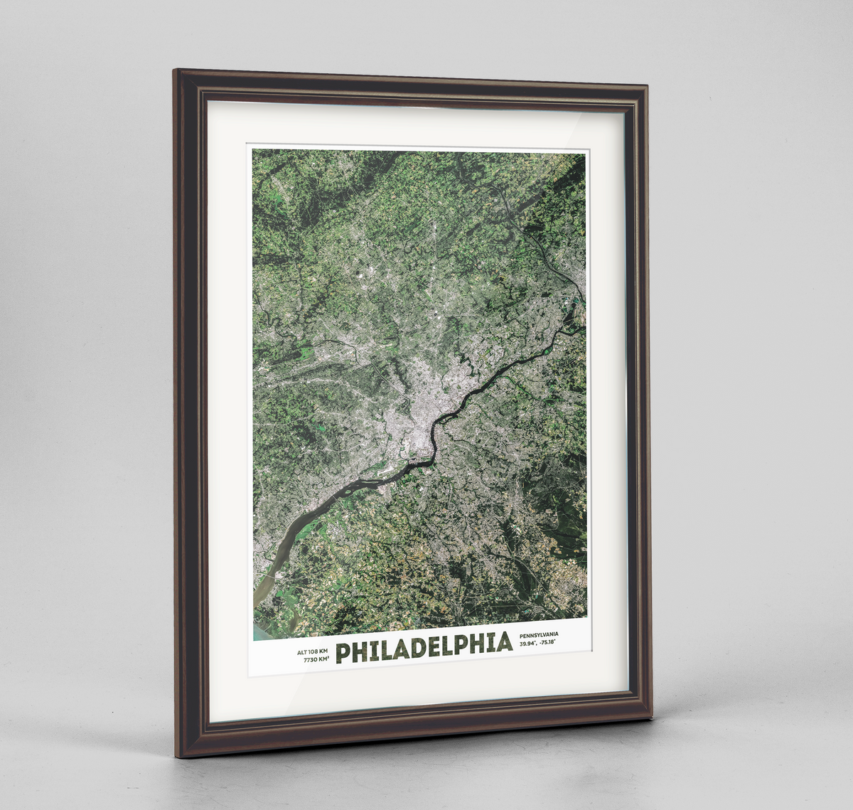 Greater Philadelphia Earth Photography Art Print - Framed