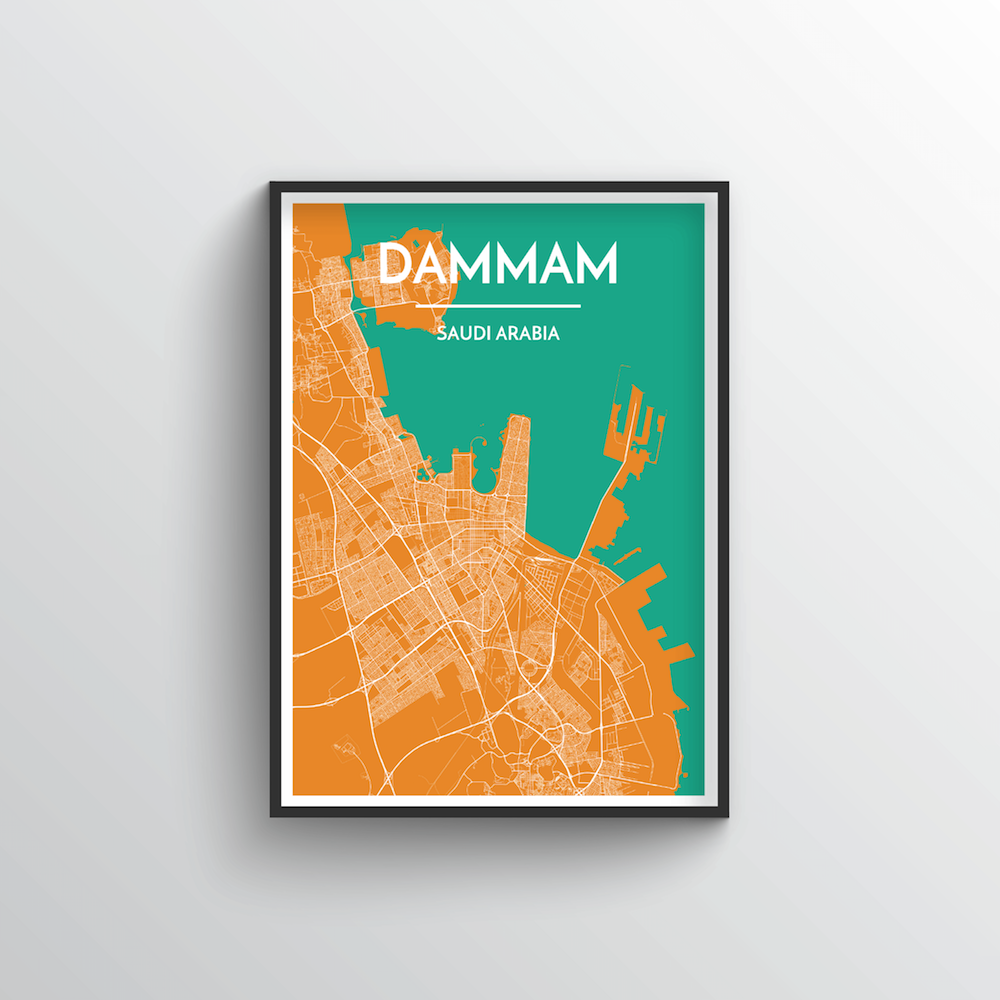 Dammam Map Art Print - Point Two Design