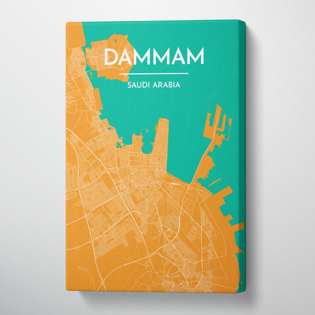 Dammam Map Canvas Wrap - Point Two Design