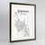 Framed Dammam Map Art Print 24x36" Contemporary Walnut frame Point Two Design Group