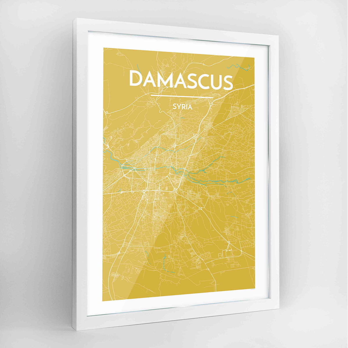 Damascus Map Art Print - Framed
