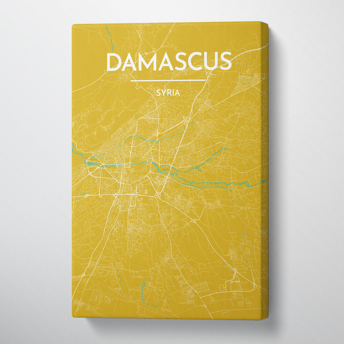 Damascus Map Art Print Map Canvas Wrap - Point Two Design