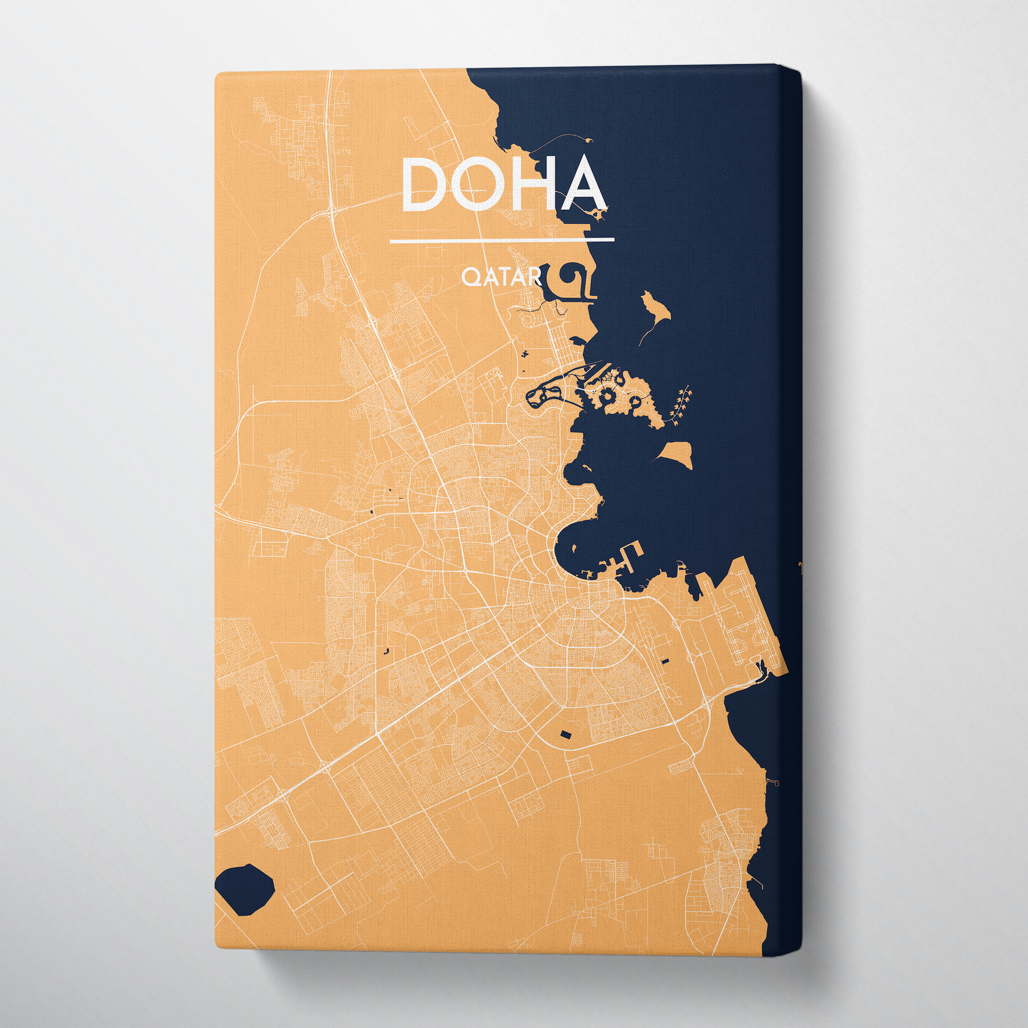 Doha Map Art Print Map Canvas Wrap - Point Two Design
