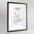 Framed Doha Map Art Print 24x36" Contemporary Walnut frame Point Two Design Group