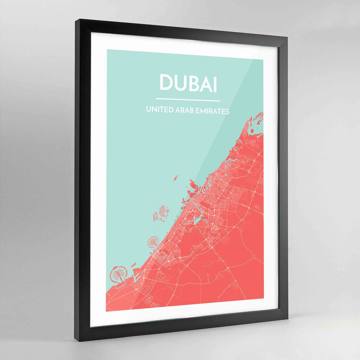 Framed Dubai Map Art Print - Point Two Design