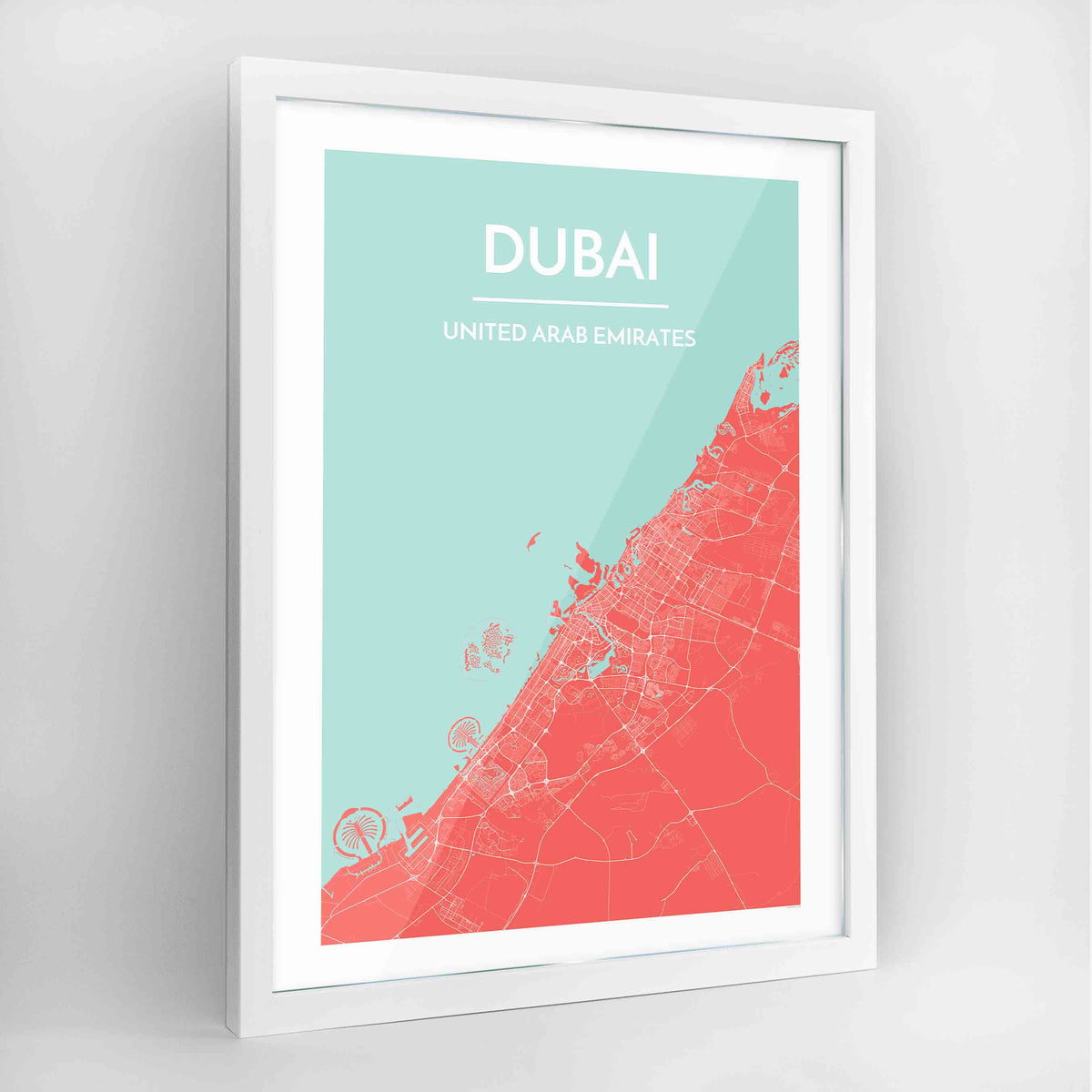 Dubai Map Art Print - Framed