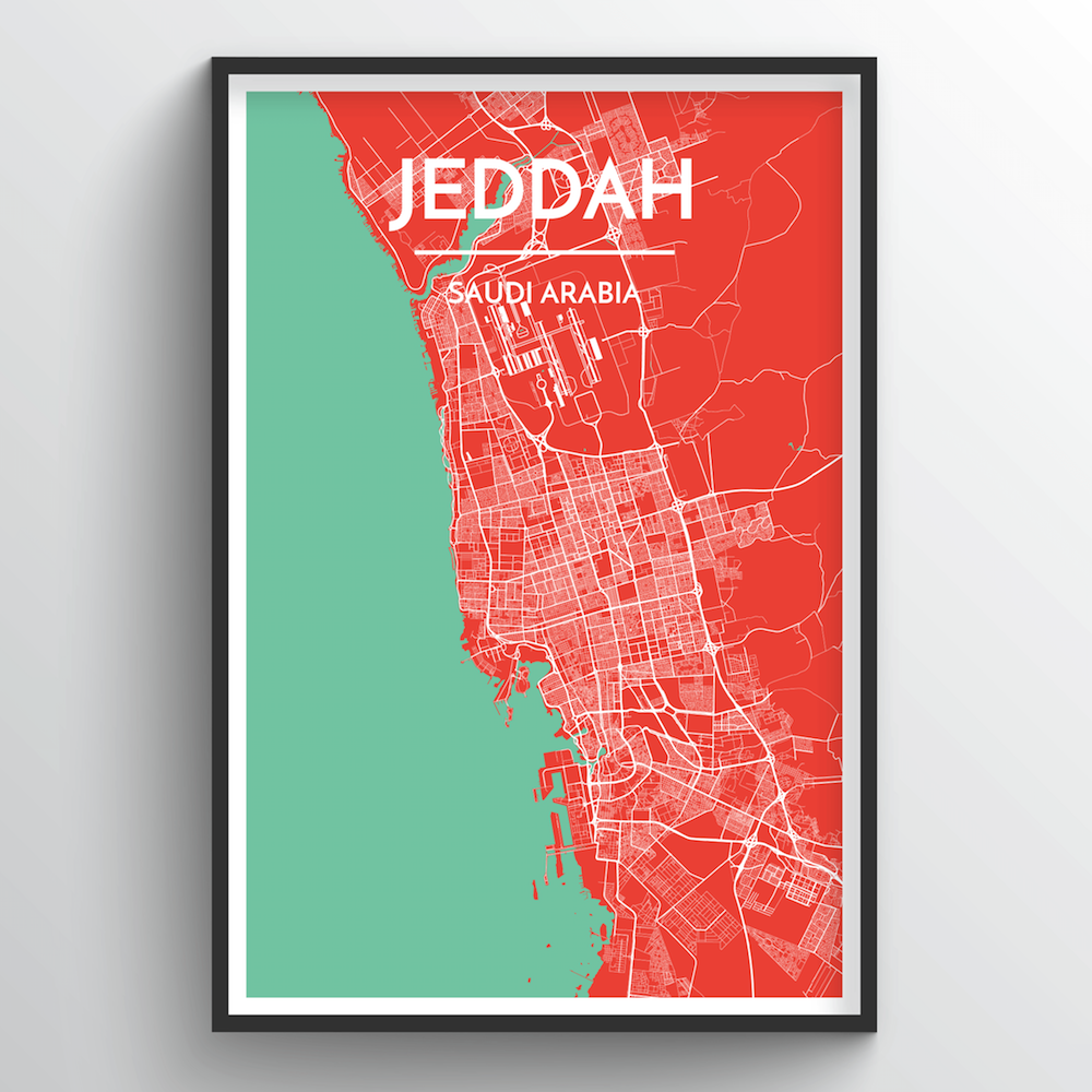 Jeddah Map Art Print - Point Two Design