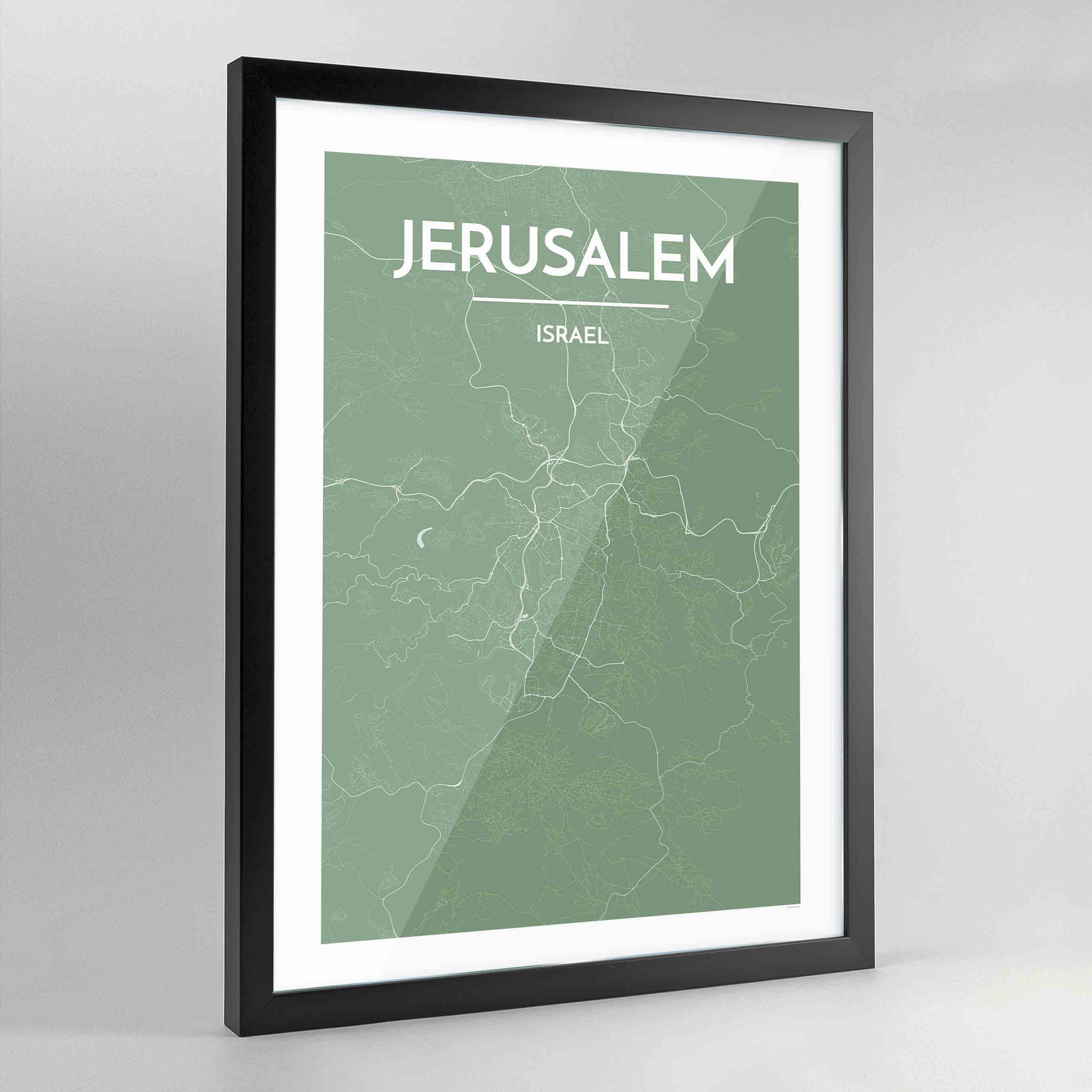 Framed Jerusalem City Map Art Print - Point Two Design