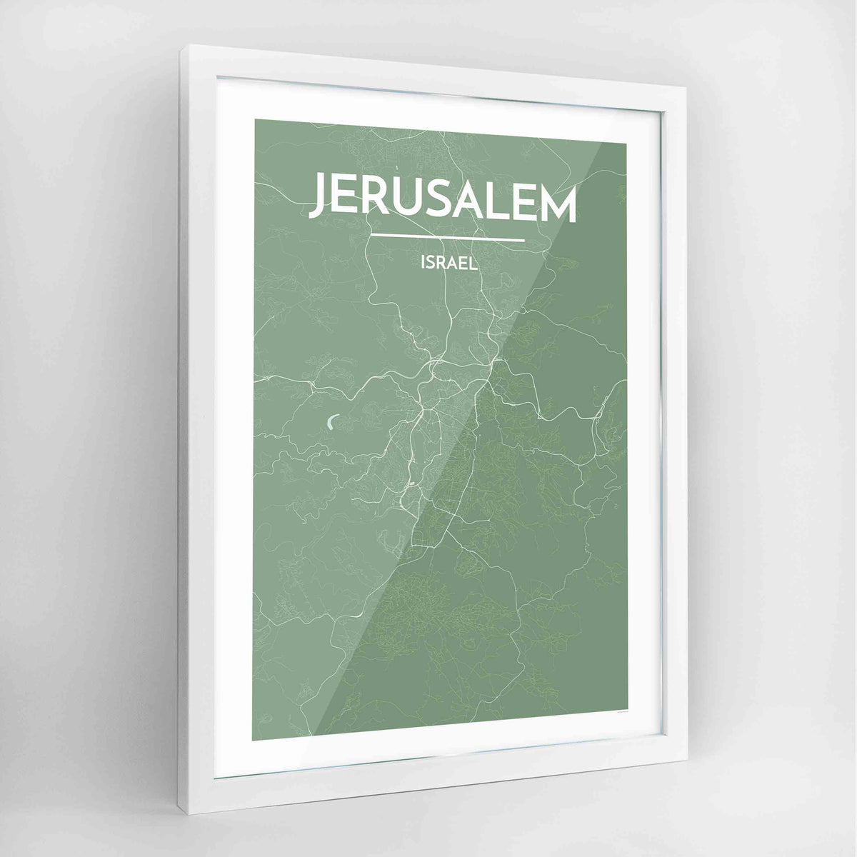 Jerusalem Map Art Print - Framed