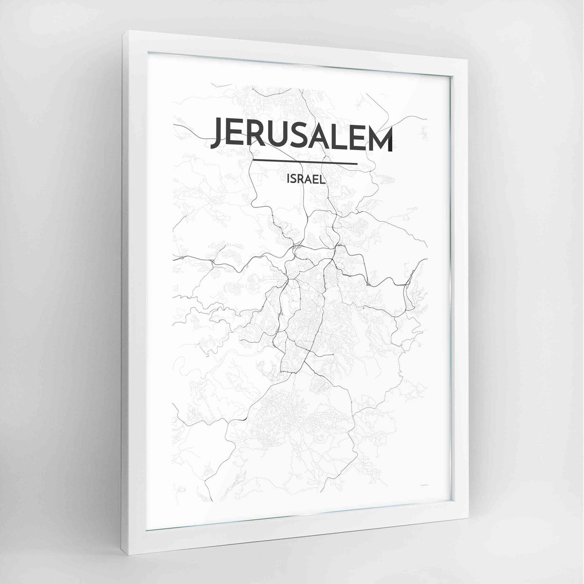 Jerusalem Map Art Print - Framed